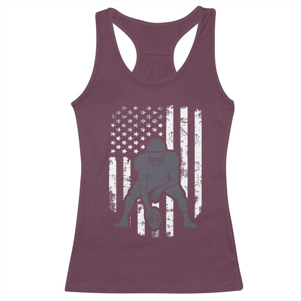 Football Player American Flag Racerback Tank Top Cool Distressed Vintage Patriotic TS10 Maroon Print Your Wear