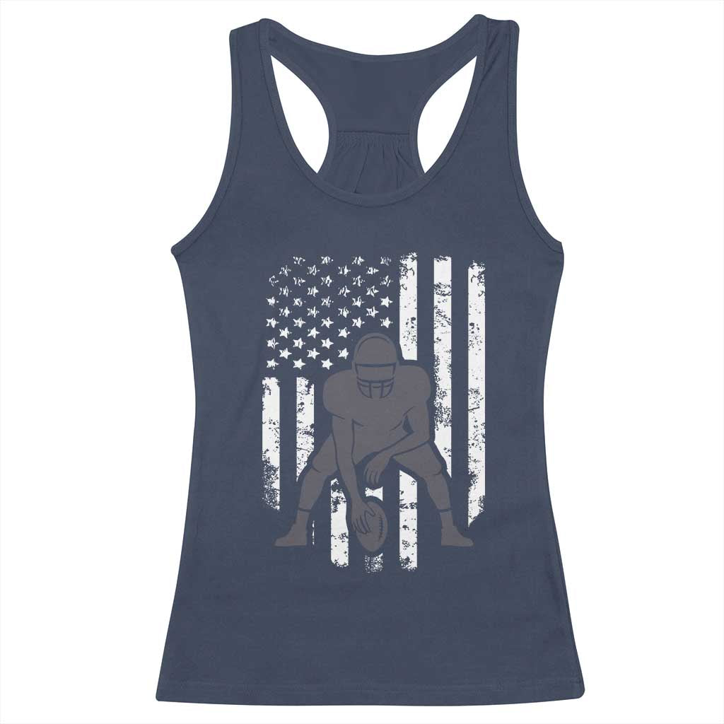 Football Player American Flag Racerback Tank Top Cool Distressed Vintage Patriotic TS10 Navy Print Your Wear