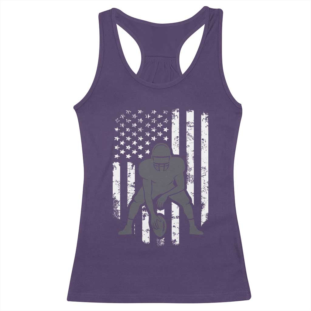 Football Player American Flag Racerback Tank Top Cool Distressed Vintage Patriotic TS10 Purple Print Your Wear