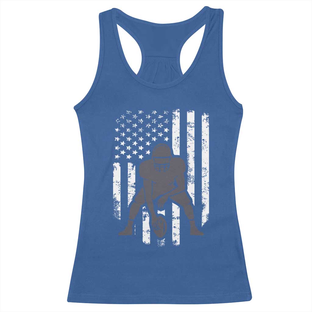 Football Player American Flag Racerback Tank Top Cool Distressed Vintage Patriotic TS10 Royal Blue Print Your Wear