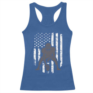 Football Player American Flag Racerback Tank Top Cool Distressed Vintage Patriotic TS10 Royal Blue Print Your Wear