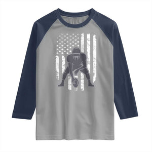 Football Player American Flag Raglan Shirt Cool Distressed Vintage Patriotic TS10 Sport Gray Navy Print Your Wear