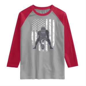 Football Player American Flag Raglan Shirt Cool Distressed Vintage Patriotic TS10 Sport Gray Red Print Your Wear
