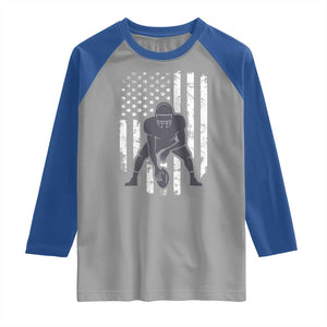 Football Player American Flag Raglan Shirt Cool Distressed Vintage Patriotic TS10 Sport Gray Royal Print Your Wear