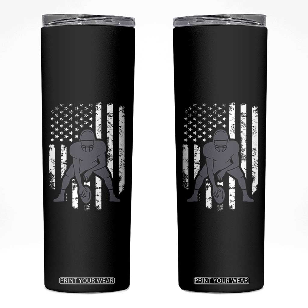 Football Player American Flag Skinny Tumbler Cool Distressed Vintage Patriotic TS10 Black Print Your Wear
