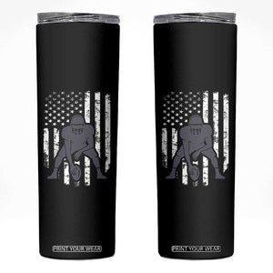 Football Player American Flag Skinny Tumbler Cool Distressed Vintage Patriotic TS10 Black Print Your Wear