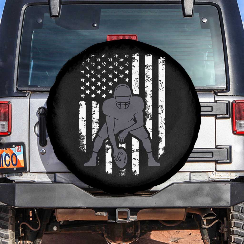 Football Player American Flag Spare Tire Cover Cool Distressed Vintage Patriotic TS10 No hole Black Print Your Wear