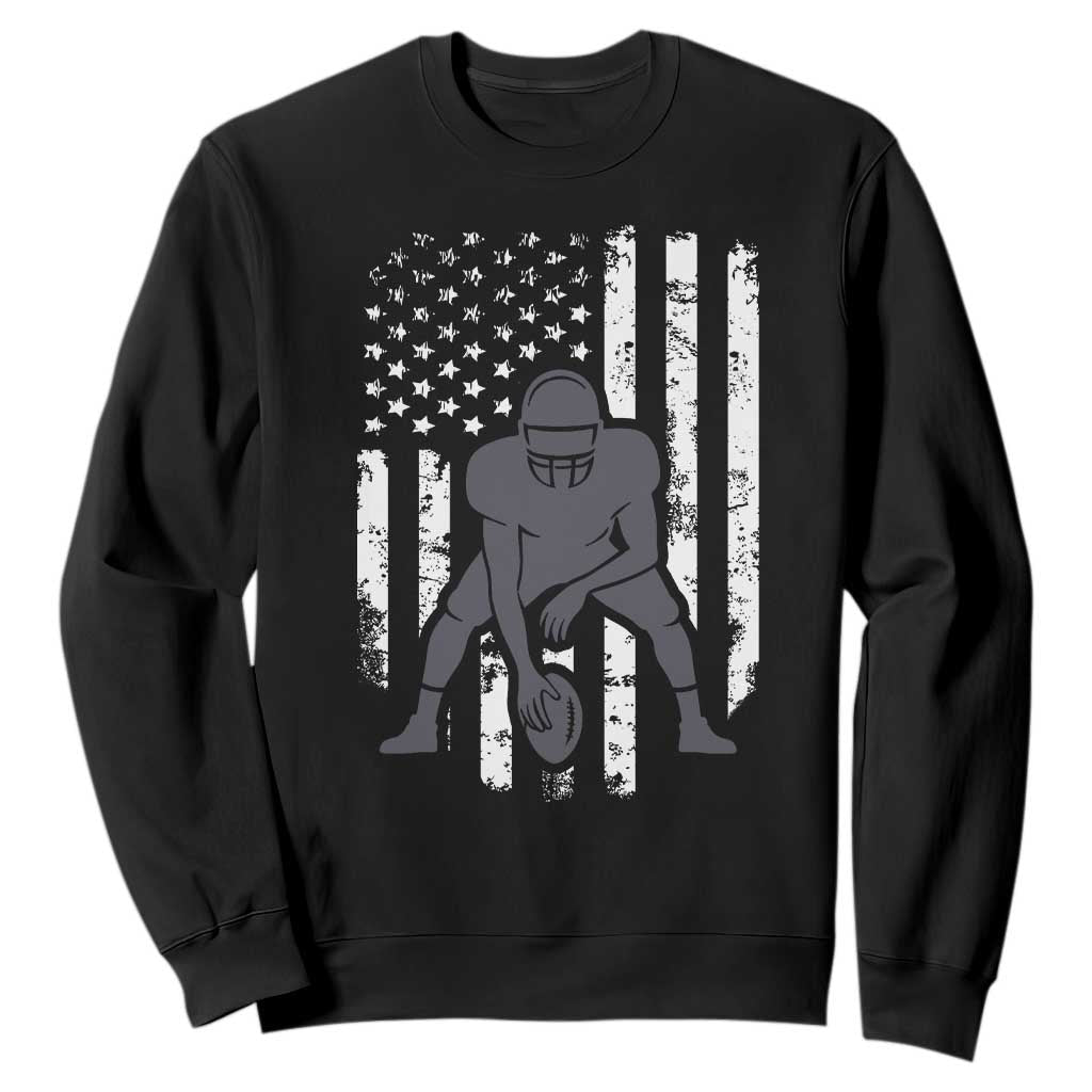 Football Player American Flag Sweatshirt Cool Distressed Vintage Patriotic - Print Your Wear