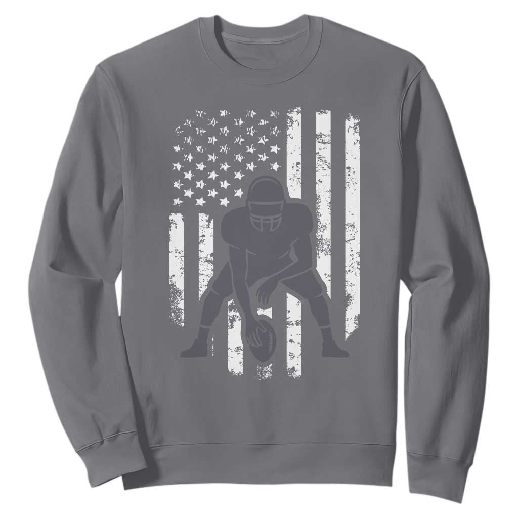 Football Player American Flag Sweatshirt Cool Distressed Vintage Patriotic TS10 Charcoal Print Your Wear