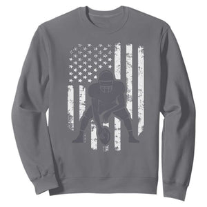 Football Player American Flag Sweatshirt Cool Distressed Vintage Patriotic TS10 Charcoal Print Your Wear
