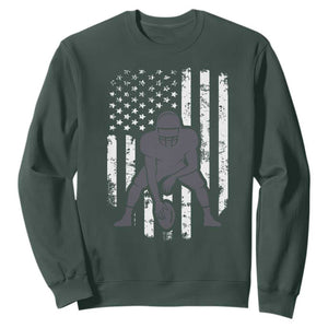 Football Player American Flag Sweatshirt Cool Distressed Vintage Patriotic TS10 Dark Forest Green Print Your Wear