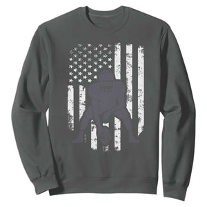 Football Player American Flag Sweatshirt Cool Distressed Vintage Patriotic TS10 Dark Heather Print Your Wear