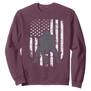 Football Player American Flag Sweatshirt Cool Distressed Vintage Patriotic TS10 Maroon Print Your Wear