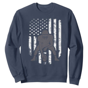 Football Player American Flag Sweatshirt Cool Distressed Vintage Patriotic TS10 Navy Print Your Wear