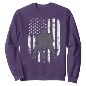 Football Player American Flag Sweatshirt Cool Distressed Vintage Patriotic TS10 Purple Print Your Wear