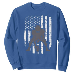 Football Player American Flag Sweatshirt Cool Distressed Vintage Patriotic TS10 Royal Blue Print Your Wear