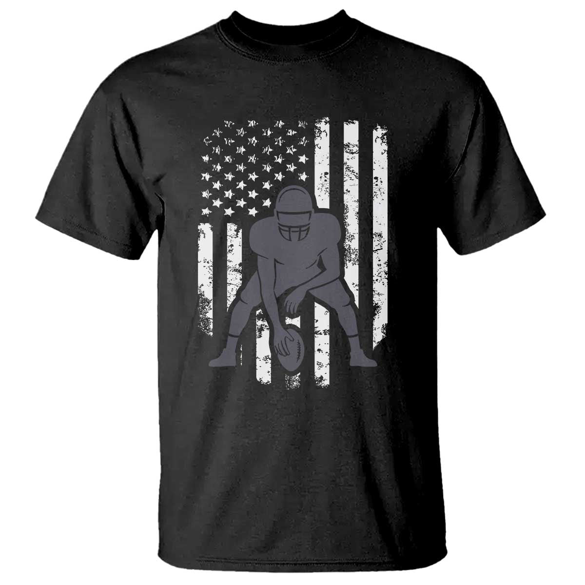 Football Player American Flag T Shirt Cool Distressed Vintage Patriotic TS10 Black Print Your Wear