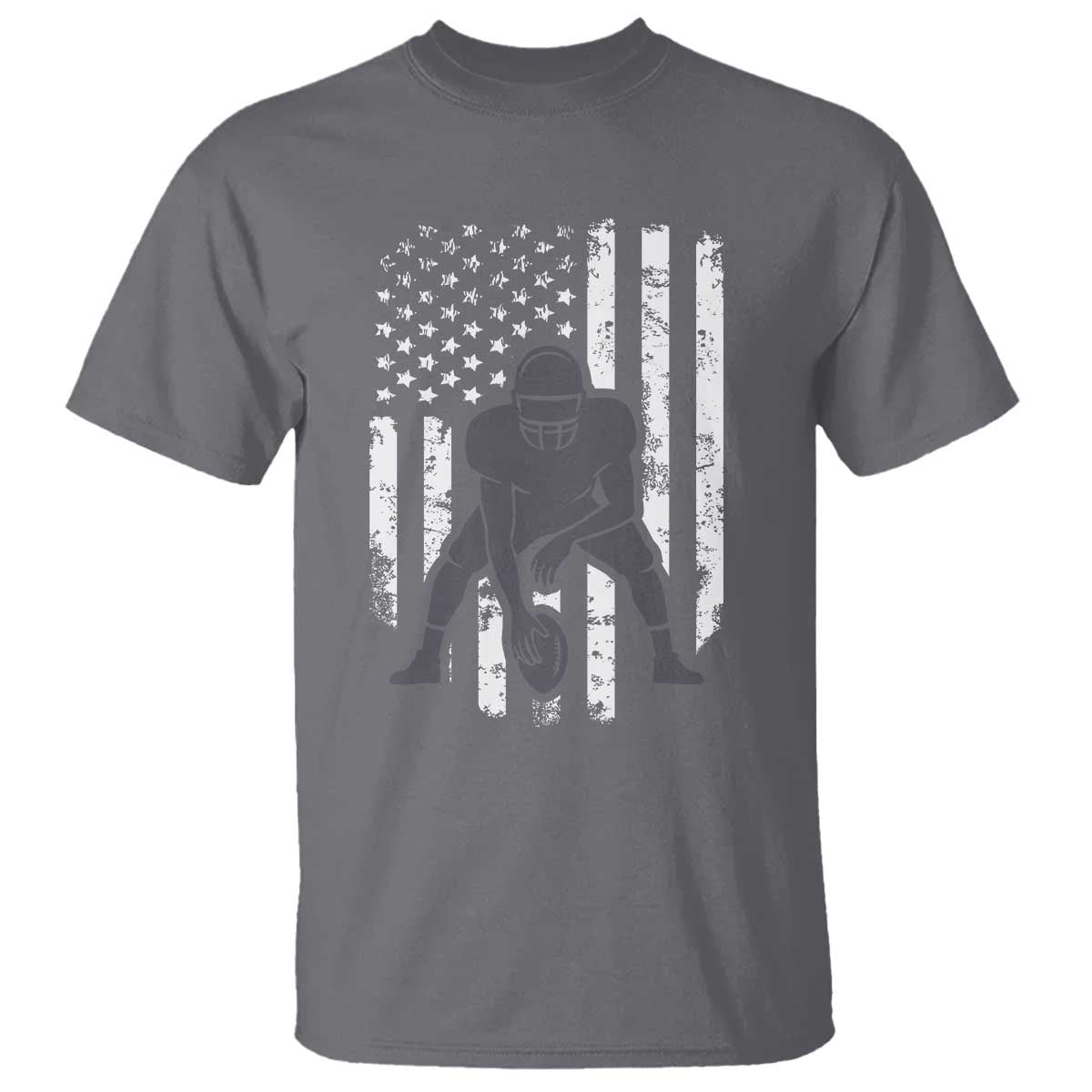 Football Player American Flag T Shirt Cool Distressed Vintage Patriotic TS10 Charcoal Print Your Wear