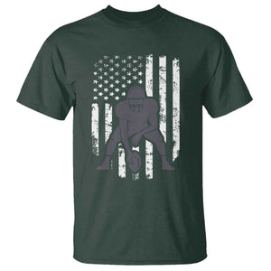 Football Player American Flag T Shirt Cool Distressed Vintage Patriotic TS10 Dark Forest Green Print Your Wear
