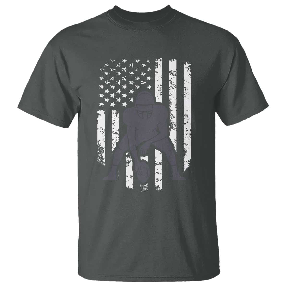 Football Player American Flag T Shirt Cool Distressed Vintage Patriotic TS10 Dark Heather Print Your Wear