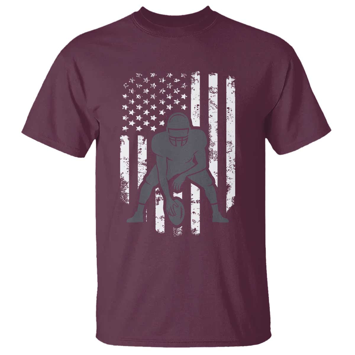 Football Player American Flag T Shirt Cool Distressed Vintage Patriotic TS10 Maroon Print Your Wear