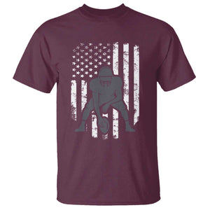 Football Player American Flag T Shirt Cool Distressed Vintage Patriotic TS10 Maroon Print Your Wear
