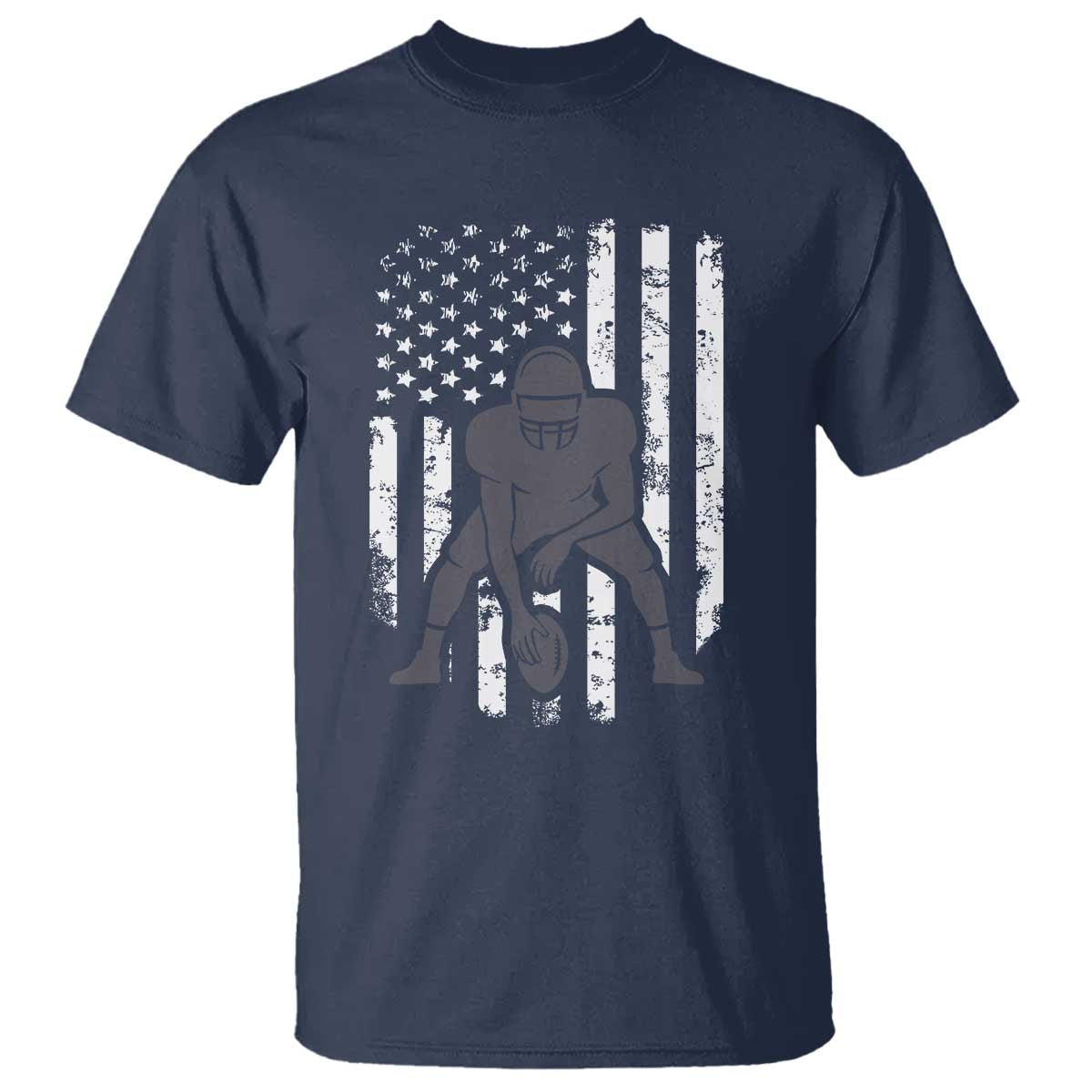 Football Player American Flag T Shirt Cool Distressed Vintage Patriotic TS10 Navy Print Your Wear