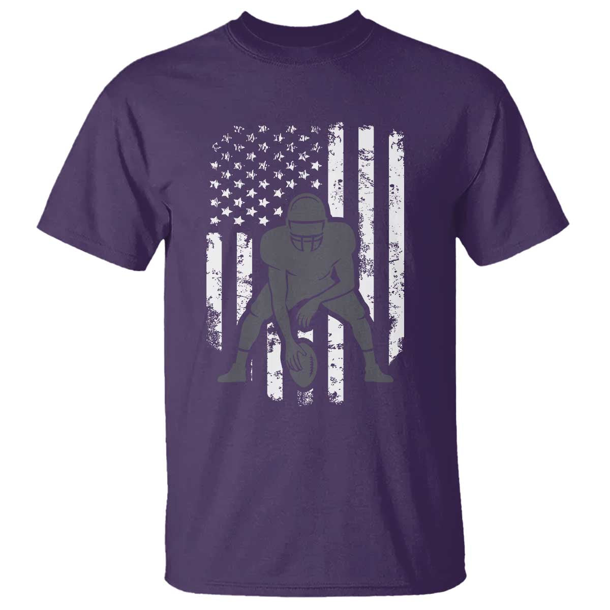 Football Player American Flag T Shirt Cool Distressed Vintage Patriotic TS10 Purple Print Your Wear