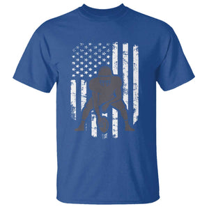 Football Player American Flag T Shirt Cool Distressed Vintage Patriotic TS10 Royal Blue Print Your Wear