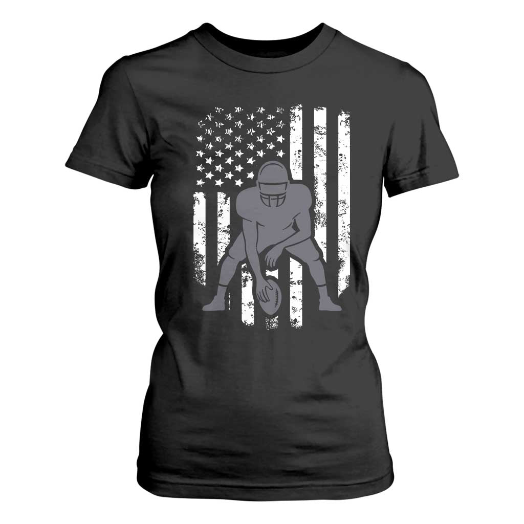Football Player American Flag T Shirt For Women Cool Distressed Vintage Patriotic TS10 Black Print Your Wear