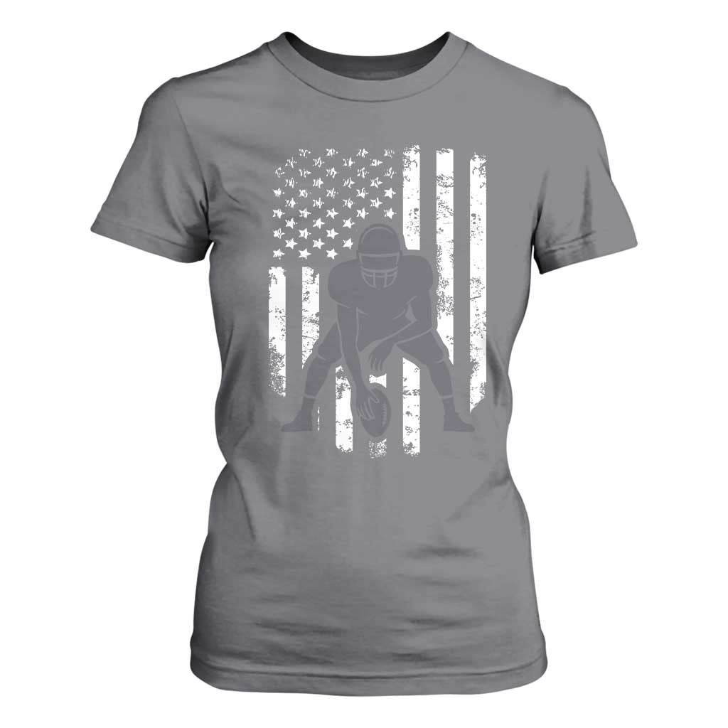Football Player American Flag T Shirt For Women Cool Distressed Vintage Patriotic TS10 Charcoal Print Your Wear