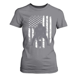 Football Player American Flag T Shirt For Women Cool Distressed Vintage Patriotic TS10 Charcoal Print Your Wear