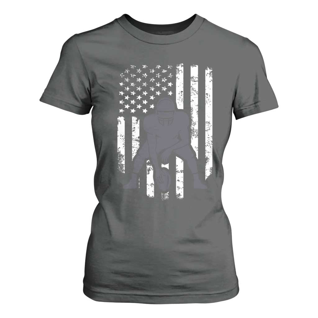 Football Player American Flag T Shirt For Women Cool Distressed Vintage Patriotic TS10 Dark Heather Print Your Wear
