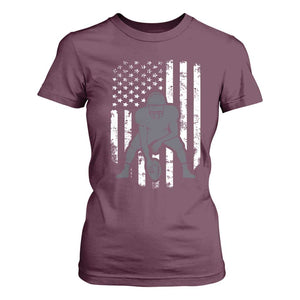 Football Player American Flag T Shirt For Women Cool Distressed Vintage Patriotic TS10 Maroon Print Your Wear