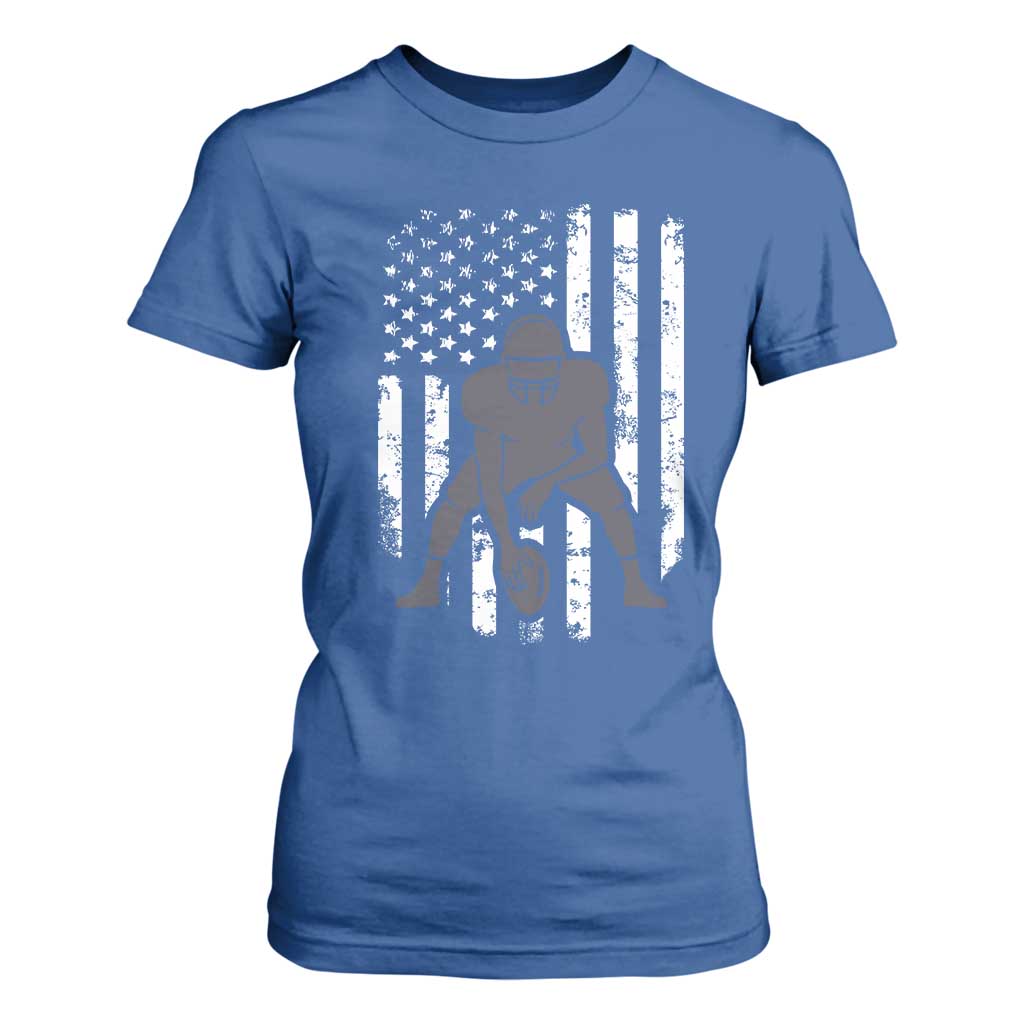 Football Player American Flag T Shirt For Women Cool Distressed Vintage Patriotic TS10 Royal Blue Print Your Wear