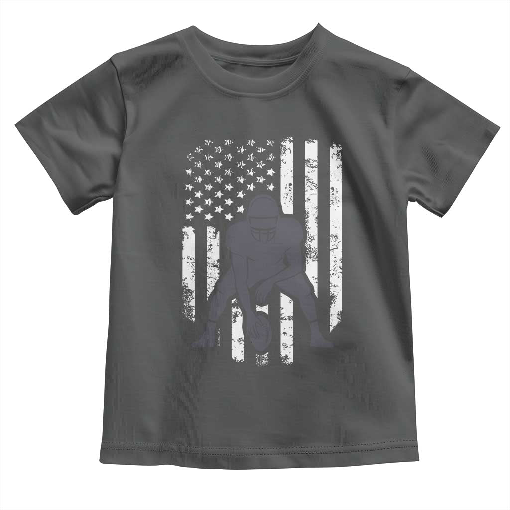 Football Player American Flag Toddler T Shirt Cool Distressed Vintage Patriotic TS10 Dark Heather Print Your Wear