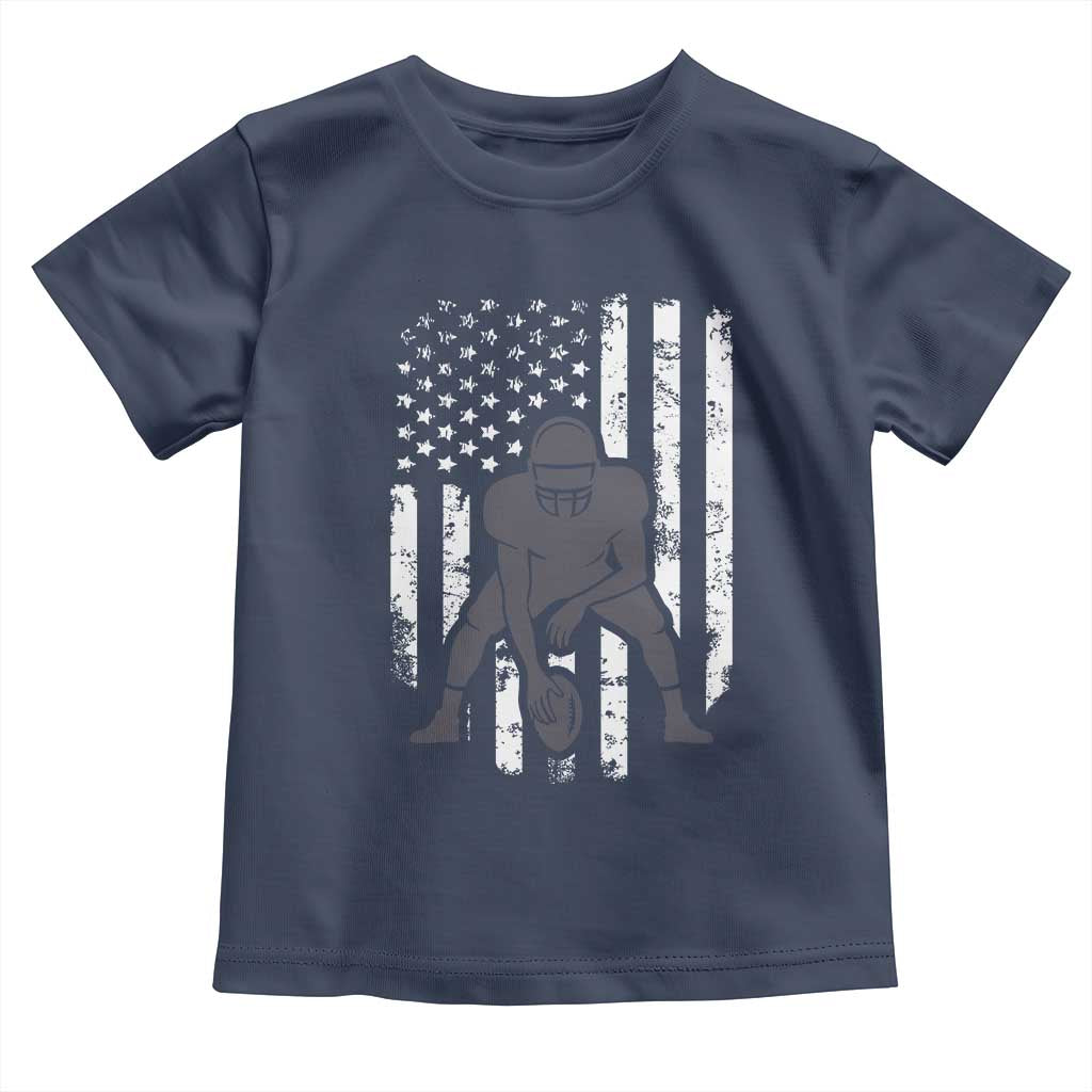 Football Player American Flag Toddler T Shirt Cool Distressed Vintage Patriotic TS10 Navy Print Your Wear