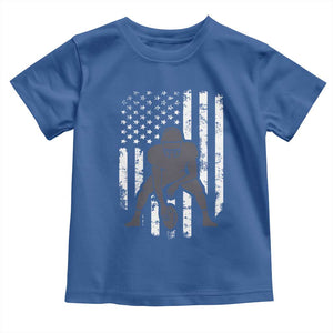 Football Player American Flag Toddler T Shirt Cool Distressed Vintage Patriotic TS10 Royal Blue Print Your Wear