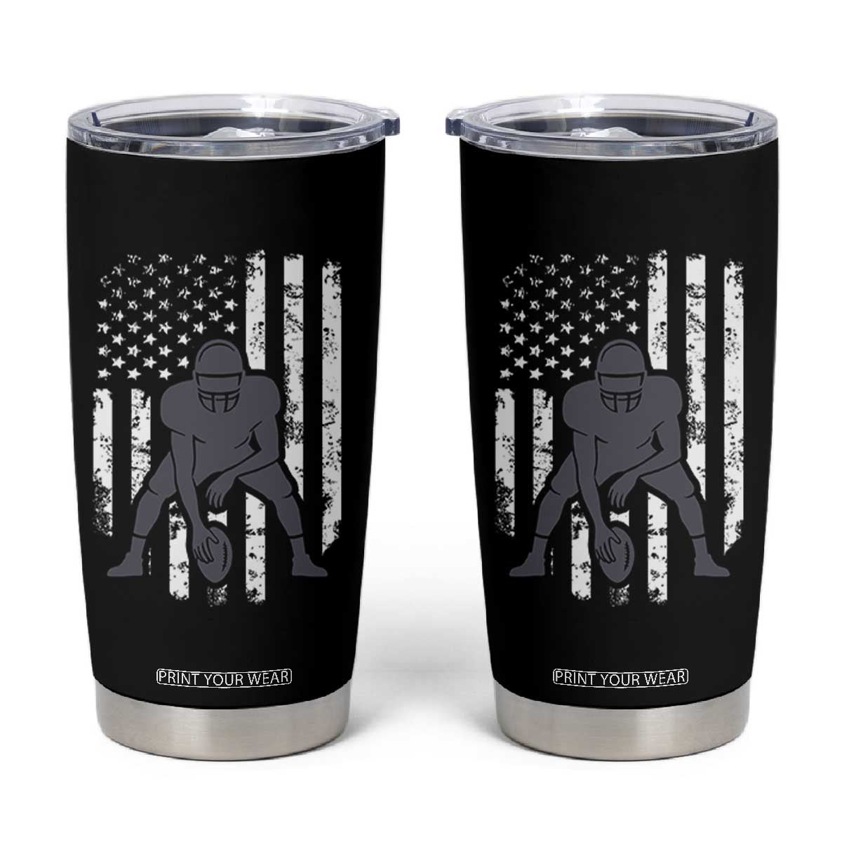 Football Player American Flag Tumbler Cup Cool Distressed Vintage Patriotic TS10 Black Print Your Wear