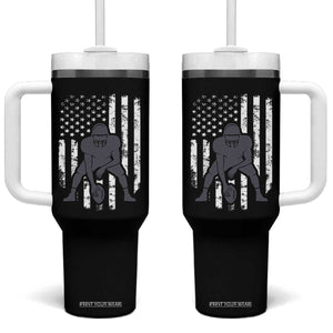 Football Player American Flag Tumbler With Handle Cool Distressed Vintage Patriotic TS10 One Size: 40 oz Black Print Your Wear