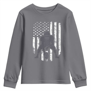 Football Player American Flag Youth Sweatshirt Cool Distressed Vintage Patriotic TS10 Charcoal Print Your Wear