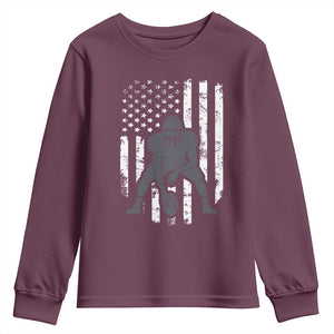 Football Player American Flag Youth Sweatshirt Cool Distressed Vintage Patriotic TS10 Maroon Print Your Wear