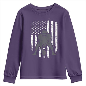 Football Player American Flag Youth Sweatshirt Cool Distressed Vintage Patriotic TS10 Purple Print Your Wear