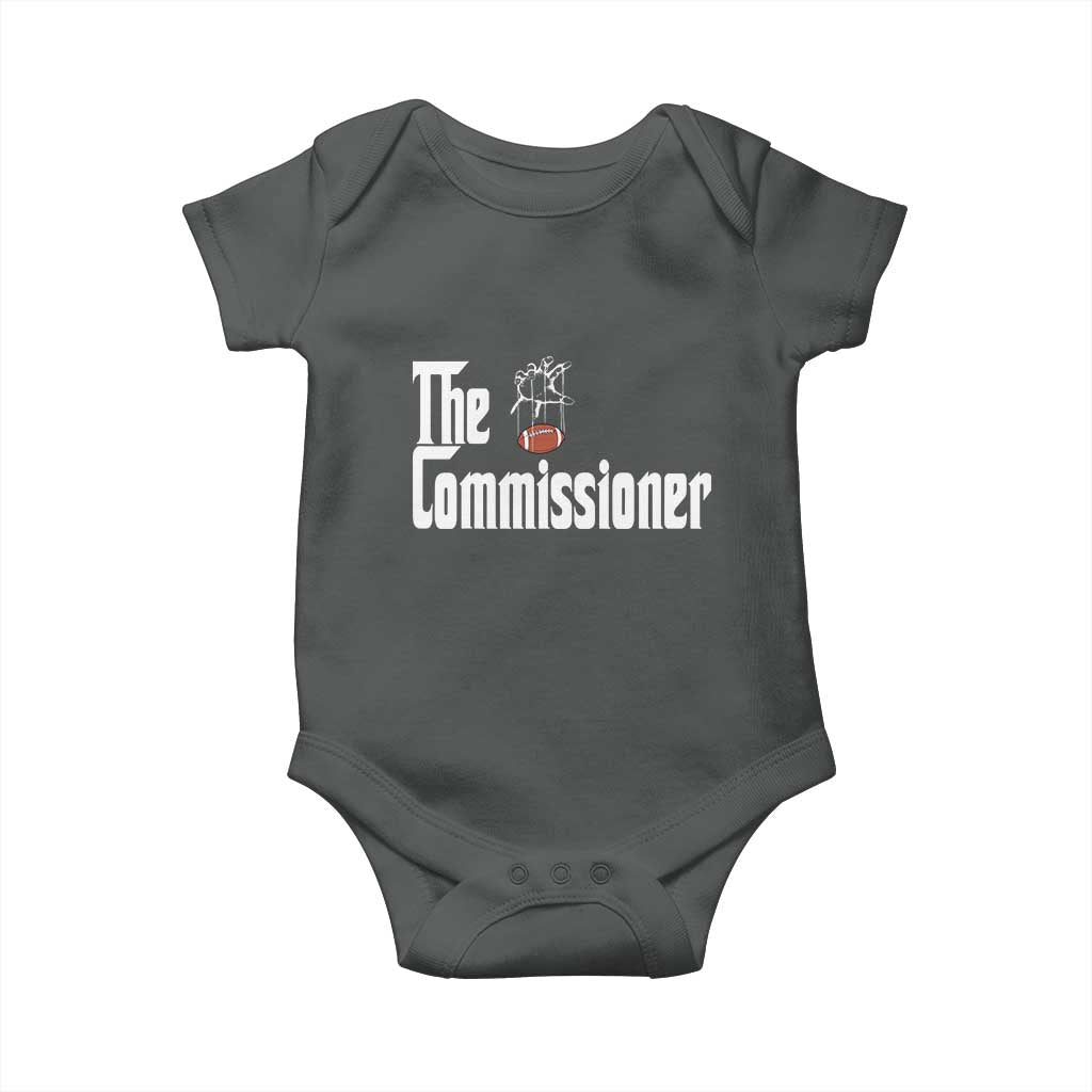 Fantasy Football Commissioner Baby Onesie Draft Party Commish FFL TS10 Dark Heather Print Your Wear