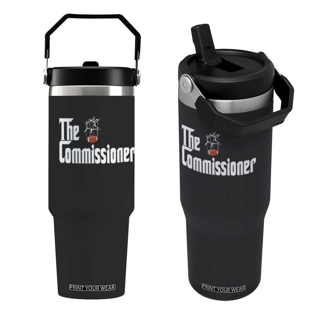 Fantasy Football Commissioner Flip Straw Tumbler Draft Party Commish FFL TS10 One Size: 30 oz Black Print Your Wear
