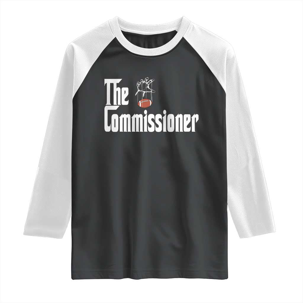 Fantasy Football Commissioner Raglan Shirt Draft Party Commish FFL TS10 Black White Print Your Wear