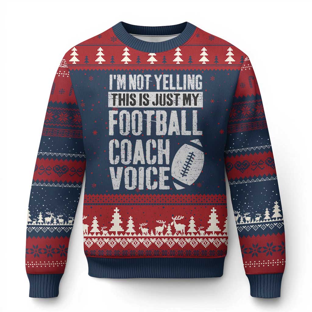 Football Coach Ugly Christmas Sweater Cool Distressed Vintage Funny Not Yelling TS10 Navy Red Print Your Wear
