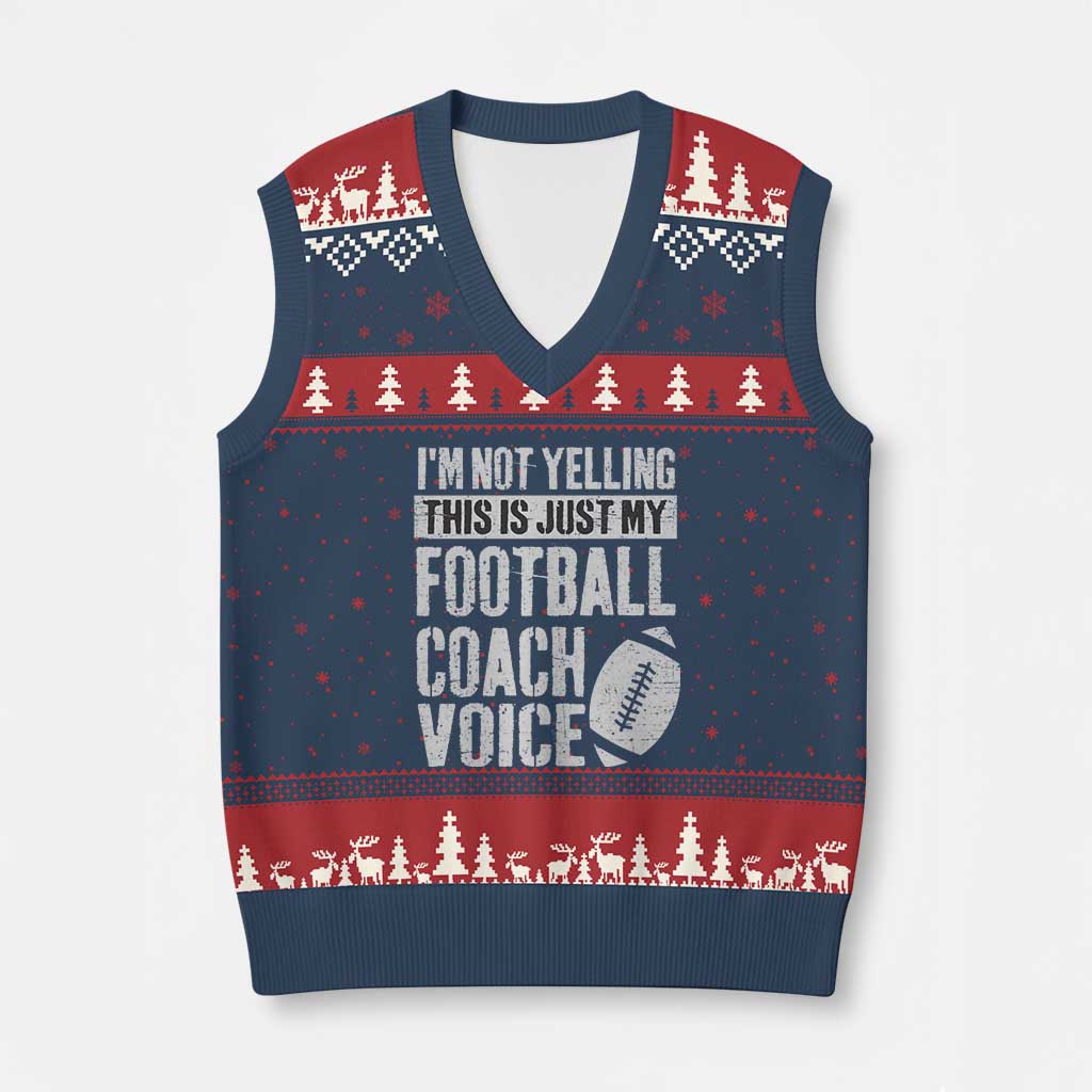Football Coach V-Neck Knit Sweater Vest Cool Distressed Vintage Funny Not Yelling TS10 Navy Red Print Your Wear