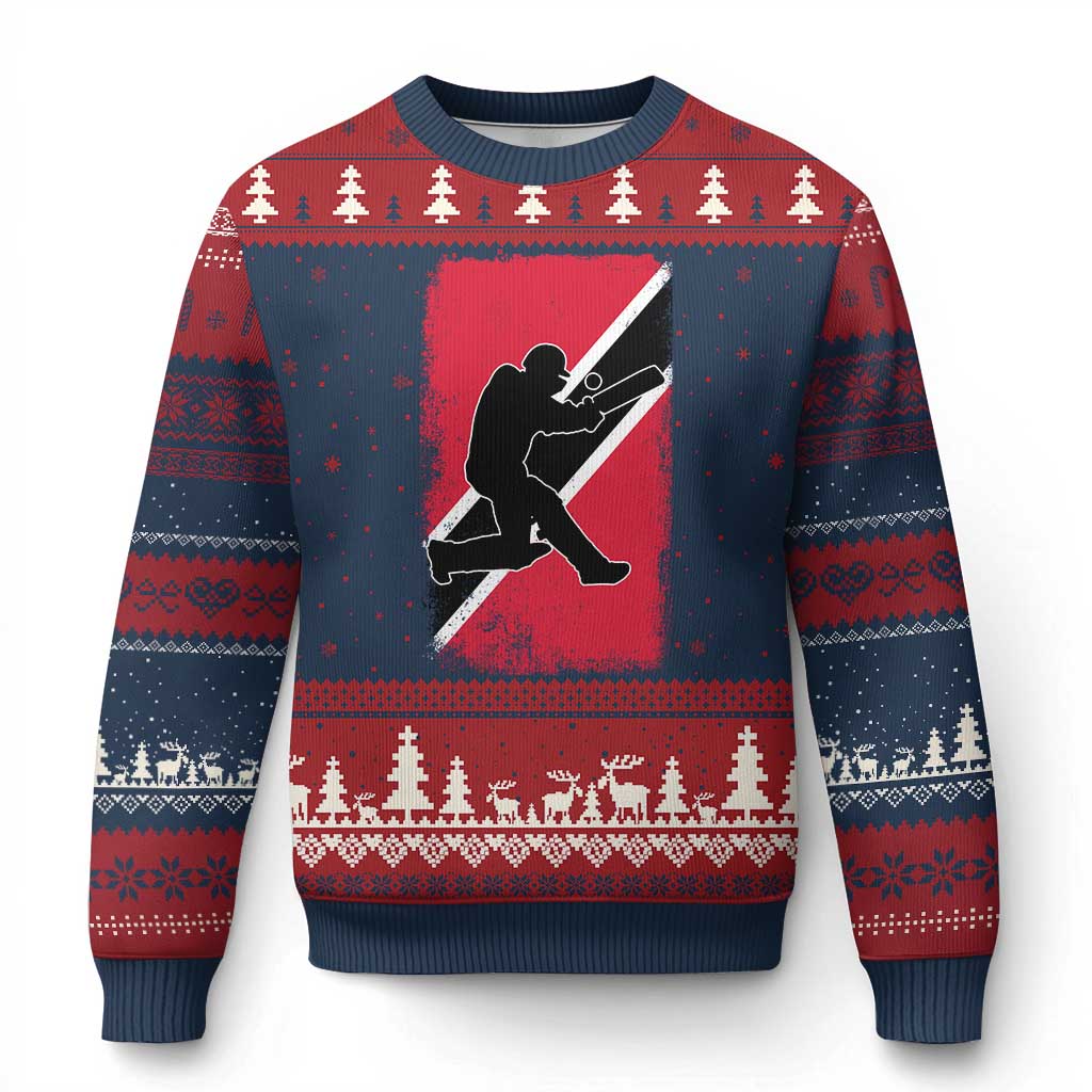 Trinidad and Tobago Cricket Ugly Christmas Sweater Retro Vintage Sport Trini Trinidadian Flag Cricket Fan TS10 Navy Red Print Your Wear