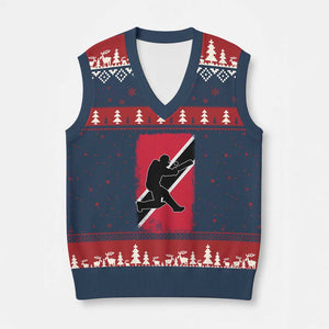 Trinidad and Tobago Cricket V-Neck Knit Sweater Vest Retro Vintage Sport Trini Trinidadian Flag Cricket Fan TS10 Navy Red Print Your Wear